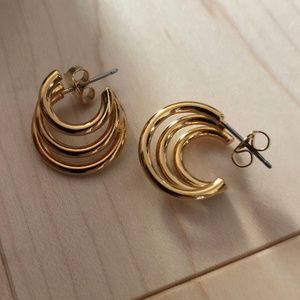 Gold Triple-Hoop Earrings